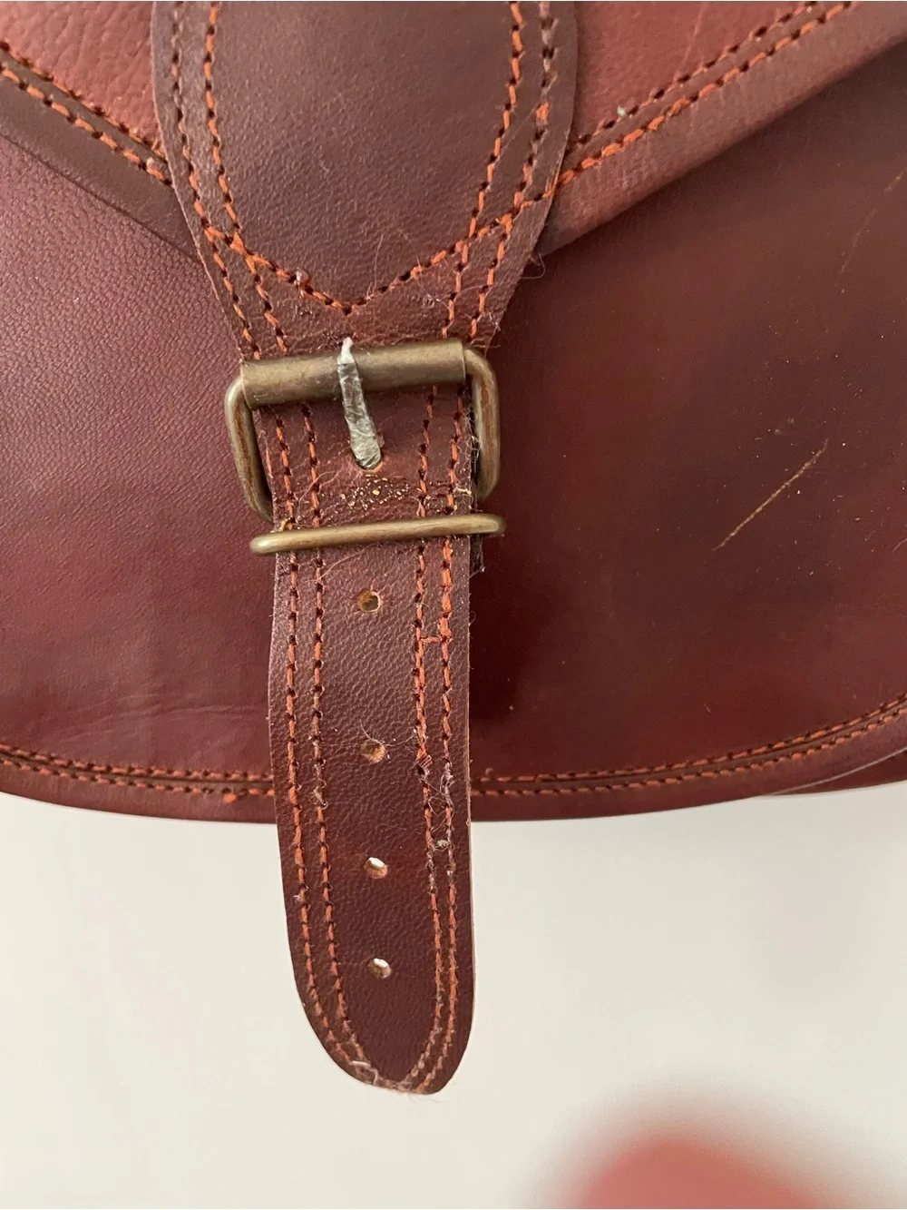 Classic Brown Leather Saddle Crossbody Bag